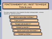 FONCTIONNEMENT DE L'OBJET TECHNIQUE
