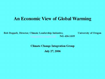 An Economic View of Global Warming