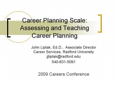 Career Planning Scale: Assessing and Teaching Career Planning