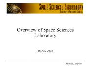 Overview of Space Sciences Laboratory