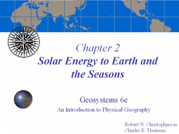 Chapter 2 Solar Energy to Earth and the Seasons