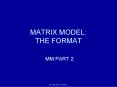 MATRIX MODEL: THE FORMAT PowerPoint PPT Presentation