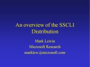 An overview of the SSCLI Distribution