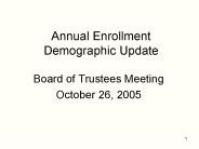 Annual Enrollment Demographic Update