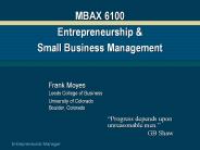 MBAX 6100 Entrepreneurship