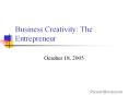 Business Creativity: The Entrepreneur PowerPoint PPT Presentation