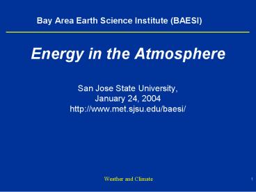 Bay Area Earth Science Institute BAESI