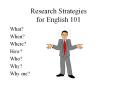 Research Strategies for English 101 PowerPoint PPT Presentation