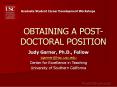 OBTAINING A POST-DOCTORAL POSITION PowerPoint PPT Presentation