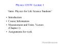Physics 1201W: Lecture 1  PowerPoint PPT Presentation