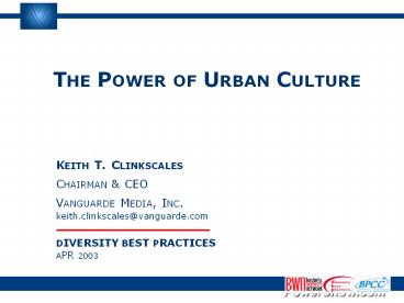 THE POWER OF URBAN CULTURE