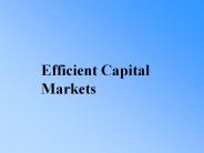 Efficient Capital Markets
