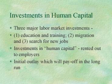 Investments in Human Capital