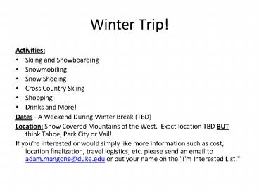 Winter Trip