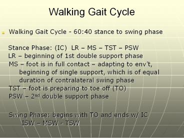 Walking Gait Cycle