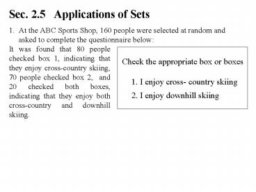 Sec. 2.5 Applications of Sets