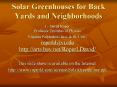 Solar Greenhouses for Back Yards and Neighborhoods PowerPoint PPT Presentation