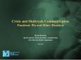 Crisis and Outbreak Communication Pandemic Flu and Other Disasters PowerPoint PPT Presentation
