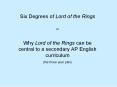Six Degrees of Lord of the Rings PowerPoint PPT Presentation