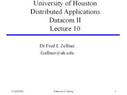 University of Houston Distributed Applications Datacom II Lecture 10