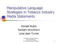 Manipulative Language Strategies in Tobacco Industry Media Statements PowerPoint PPT Presentation