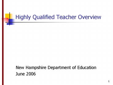 Highly Qualified Teacher Overview presentation | free to view