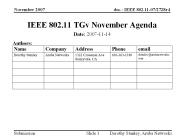 IEEE 802.11 TGv November Agenda