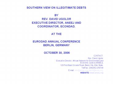 SOUTHERN VIEW ON ILLEGITIMATE DEBTS