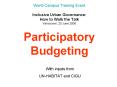 World Campus Training Event Inclusive Urban Governance: How to Walk the Talk Vancouver, 20 June 2006 PowerPoint PPT Presentation