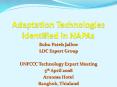 Adaptation Technologies identified in NAPAs PowerPoint PPT Presentation