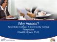 Why Assess? Zane State College: A Community College Perspective Chad M. Brown, Ph.D. PowerPoint PPT Presentation