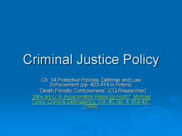 Criminal Justice Policy