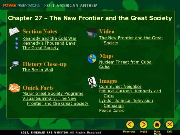 Chapter 27 The New Frontier and the Great Society