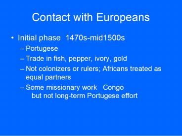 Contact with Europeans