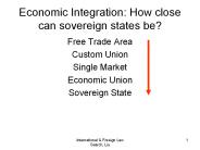 Economic Integration: How close can sovereign states be?