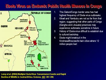 Ebola Virus an Endemic Public Health Menace in Congo