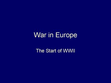 War in Europe