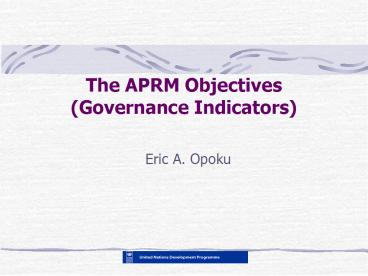 The APRM Objectives Governance Indicators