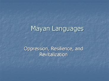 Mayan Languages