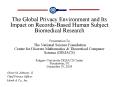 The Global Privacy Environment and Its Impact on Records-Based Human Subject Biomedical Research  Presentation To: The National Science Foundation Center for Discrete Mathematics PowerPoint PPT Presentation