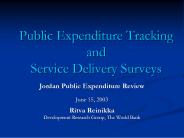 Public Expenditure Tracking and Service Delivery Surveys