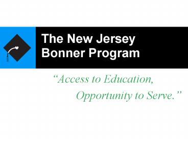The New Jersey Bonner Program