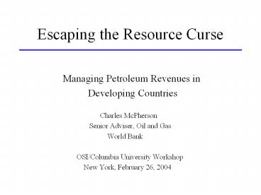 Escaping the Resource Curse