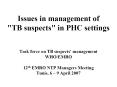 Issues in management of "TB suspects" in PHC settings PowerPoint PPT Presentation