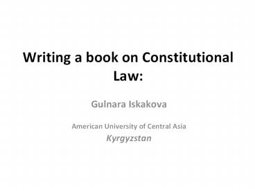 Writing a book on Constitutional Law: