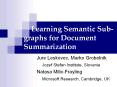 Learning Semantic Subgraphs for Document Summarization PowerPoint PPT Presentation