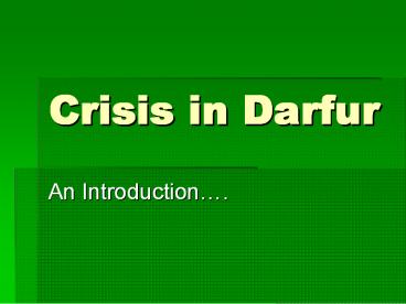 Crisis in Darfur