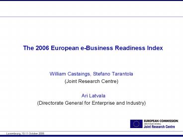 The 2006 European eBusiness Readiness Index
