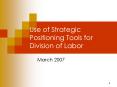 Use of Strategic Positioning Tools for Division of Labor PowerPoint PPT Presentation