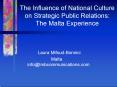 The Influence of National Culture on Strategic Public Relations: The Malta Experience PowerPoint PPT Presentation